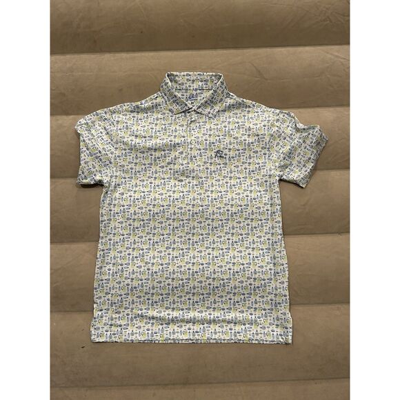 Rhoback Mens Medium Tequilla Margarita Print Pattern Golf Polo Shirt - Picture 1 of 7